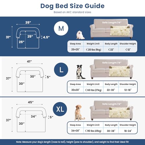 Calming Dog Couch Bed for Medium Dogs (Tie-Dry Khaki / 35"L x 31"W x 4.5"Th)