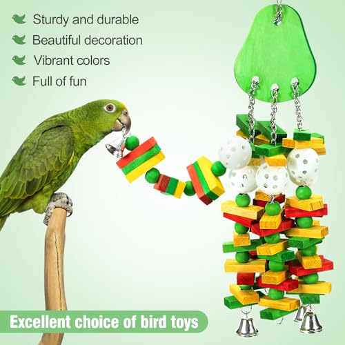 Large Bird Parrot Toys for Cockatoos African Grey Macaws Amazon Parrots (Green)