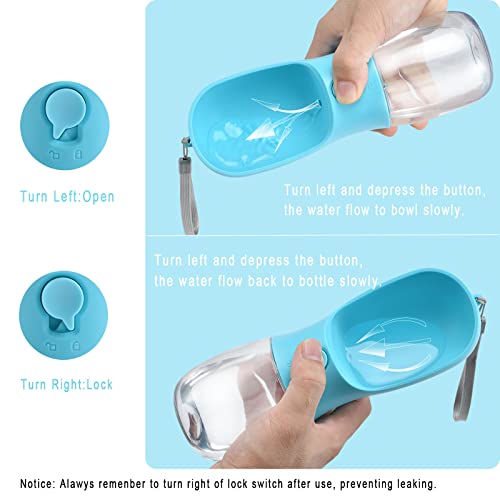 Dog Water Bottle Portable with Food Container & Filter for Travel (#02 Indigo / 19oz)