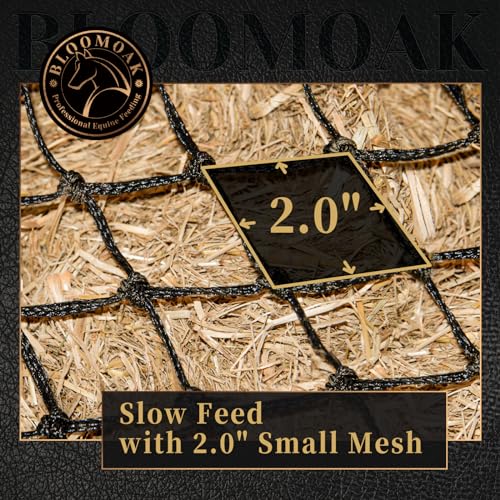 Bloomoak Slow Hay Net Feeder for Horses (2 String-2" Hole-Slow Feed/1PC)