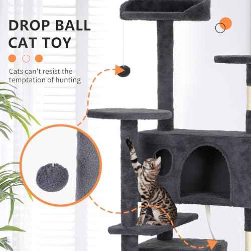 62" Cat Tree Tower (62in / Dark Gray)
