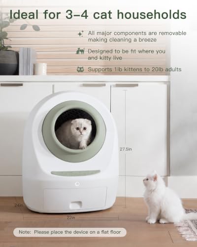 Casa Leo Automatic Self Cleaning Cat Litter Box Bundle with App Control (Green)