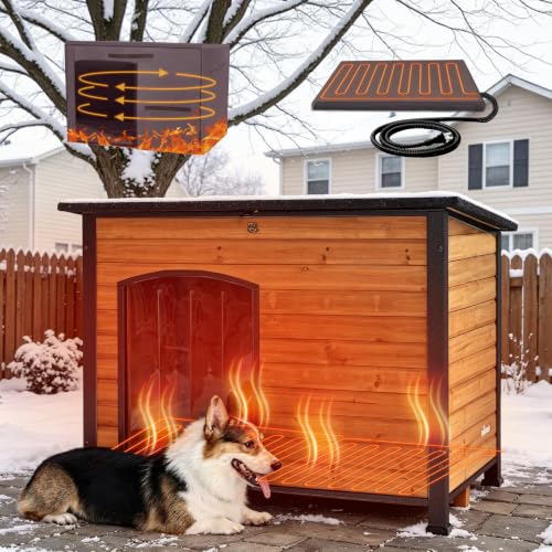 Large Heated Outdoor Dog House with Heating Pad