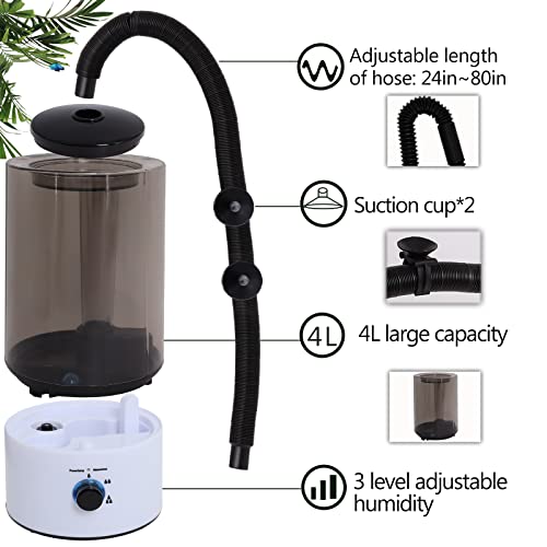 4L Reptile Humidifier Fogger with Extended Hose (White+Black)