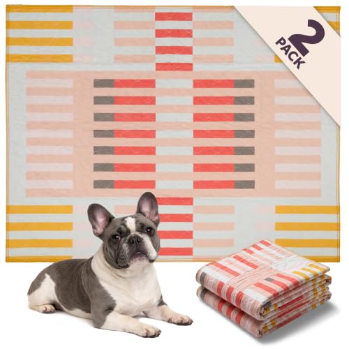 Lovewag Reusable Washable Dog Pee Pads (Guava Stripes / 36x48 inches (Pack of 2))