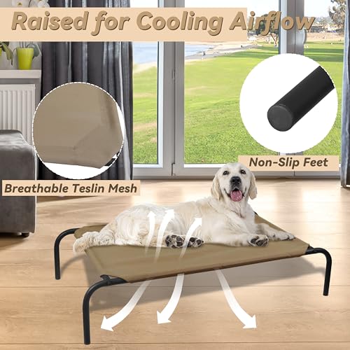 Elevated Dog Bed for Large Dogs (Large / Brown)