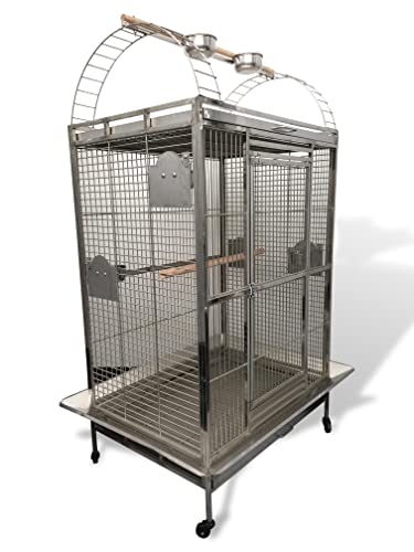 304 Stainless Steel Large Indoor or Outdoor Parrot Macaw Bird Cage with Play Top Stand