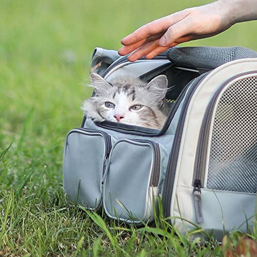 Cat Carrier Airline Approved Dog Carrier with Rollable Cover (Ash Grey)