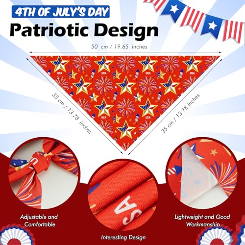 50 Pcs 4th of July Dog Bandanas Bulk for 1776 Patriotic 250th Anniversary Star Red White and Blue Independence Day Flag Scarf for Small Medium Large Outfit (Star / 19.7 x 13.8 x 13.8 Inch)
