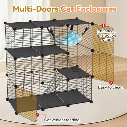 Cat Cage, 3-Tier DIY Catio Cat Enclosures, 36"x16"x36" Cat Playpen (36" L x 16" W x 36"H)