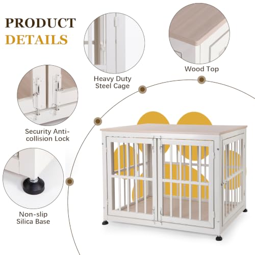 42 Inch Dog Crate Furniture for Large Medium Dogs (Beige / 42.1"L x 28.2"W x 29.7"H)