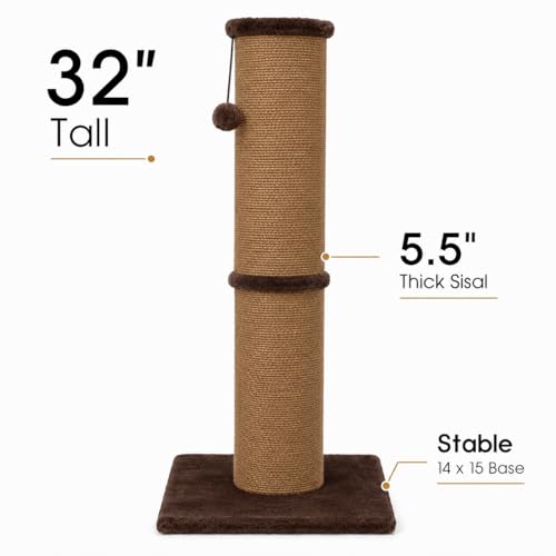 32 Inch Tall Cat Scratching Post (X-Large / Chocolate Brown)