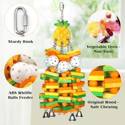 Parrot Toys 18 inches Bird Shredding Toys for Medium Large Parrots (Pineapple)