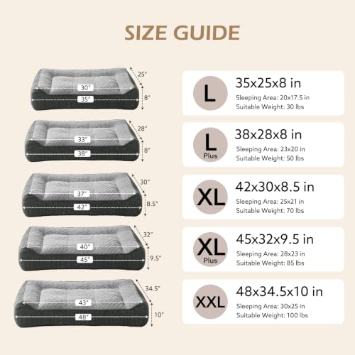 Orthopedic Dog Bed Medium Sized Dogs (L(35"L x 25"W x 8"Th) / Light Grey)
