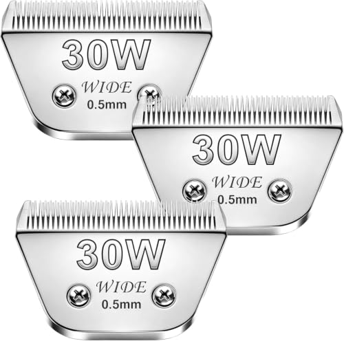 3Pack 30W Wide Blade Pet Grooming Clipper Blades (Silver/30W-3PC)
