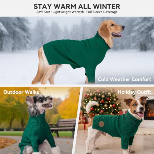 Dog Sweater Long Sleeve Warm Sweaters for Small Dogs Boy Girl Cats (Green / Small)