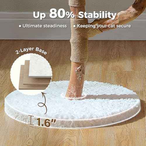 Modern Flower Cat Tree with Real Wood Branches & 2 Balls (Cloud White / 37.5" Solid Wood Cat Tree)
