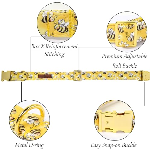 Spring Dog Collar with Bow tie (Cute Bee / Small (Pack of 1))