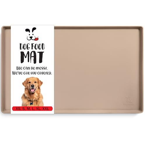 Dog Food Mat Waterproof Dog Bowl Mat for Food and Water (Small: 19" x 12" / Taupe)