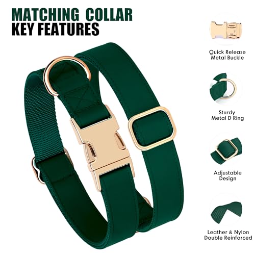 Soft PU Leather Dog Collar (S: Fit 9-14" Neck(10-20 lbs) / Christmas Green)