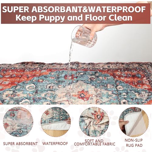 Washable Thickened Pee Pads for Dogs (36" x 42" (2 Pack, Thickened) / Red-2)