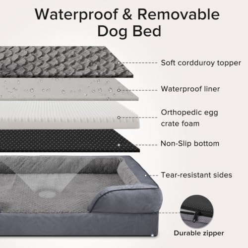 Orthopedic Dog Bed Medium Size Dog (Dark Grey / M (28"x 23"x 6.5"))