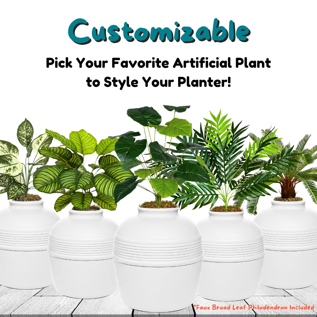 Original Hidden Litter Box Planter (Broad Leaf Philodendron / Base Kit / Soft White)