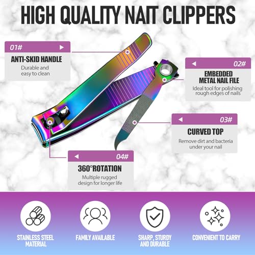 2 Pcs Rainbow Nail Clippers Set (Rainbow)