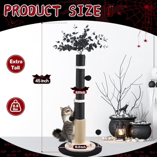 Cat Scratching Posts for Indoor Adults (black-45inch)