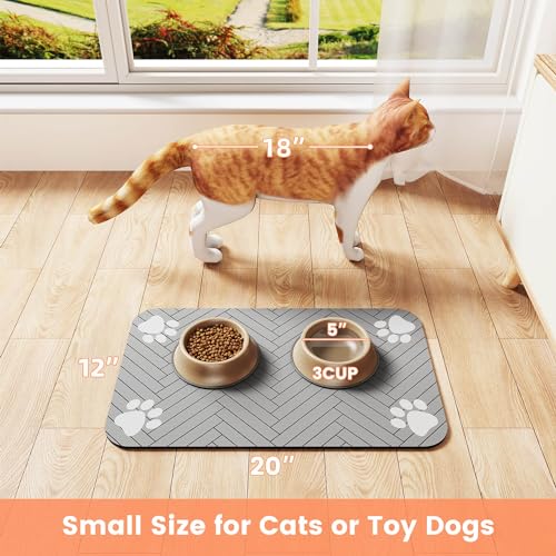 Pet Feeding Mat (Light Gray / 20"L x 12"W)