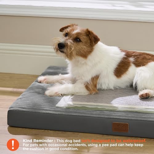ComfyFleece Dog Bed Medium Size Dog with Washable Cover (29x18x2.8 / Charcoal Grey)
