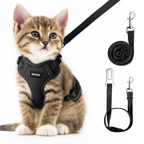 Cat Harness and Leash Set for Walking Escape Proof (Black / X-Small)