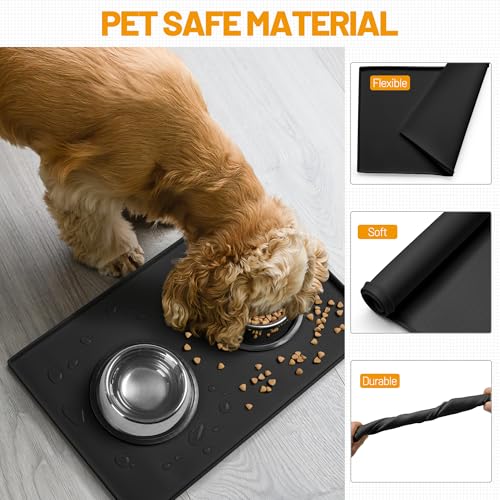 Dog Feeding Mat (Black / 19"l X 12"w)