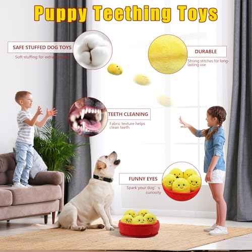 6 Pack Chicken Nugget Squeaky Dog Toys Interactive Puppy Chew Toys (Yelllow Chicken Nugget)