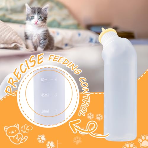 5Pack Kitten Bottle for Nursing Puppy Milk Kitten Bottles Feeding Kit Silicone Nipple for Newborn Pets Kittens