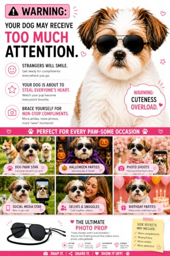G029 Dog Cat Pet Aviator Pilot Sunglasses Glasses for Small Breeds up to 15lbs (S, Up to 15 lbs, 2-pack Black + Pink-pink mirror)