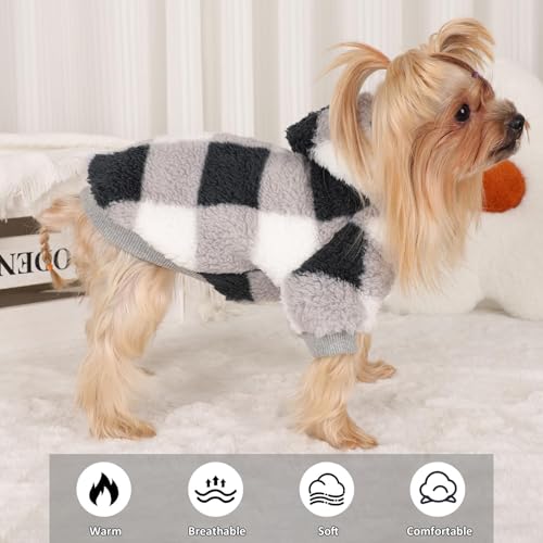 Dog Sweaters for Small Dogs (XX-Small (Chest 10 in) / Black Grid)