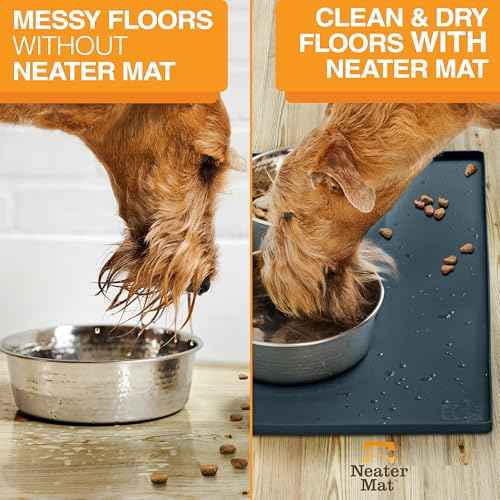 Neater Mat Pet Mats for Food and Water (24"L x 16"W / Slate Blue)