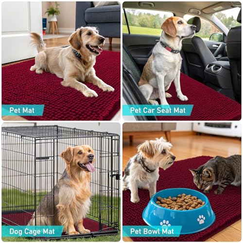 Dog Door Mat for Muddy Paws 54x32 (Burgundy / 54" X 32")