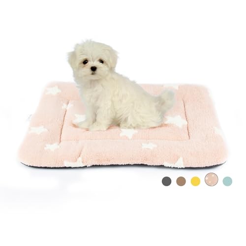 Dog Crate Pad Washable Cat Dog Bed for Crate Flat Pet Kennel Mat (24''L x 18''W x 1.5''Th / Pink)