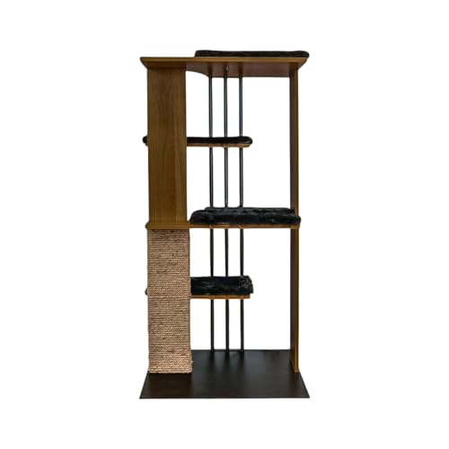 Cali Cat Tree 24″ x 18″ x 47″ with Scratching Post & 4 Platforms (Walnut)