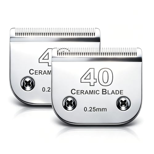 40 Blade Dog Grooming Blades Compatible with Andis (2pc 40:1/100''(0.25mm))