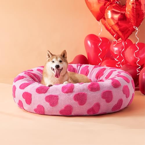 Shown on TV Jacquard Donut Dog Beds Large (36.0"L x 36.0"W x 8.0"Th / Lover Hearts)