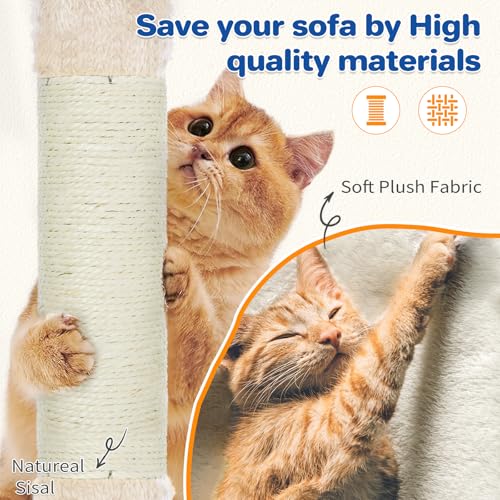 63" Multi Level Cat Tree Tower for Indoor Cats (Beige)