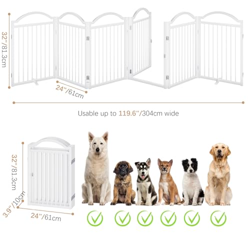 Metal No Assembly Freestanding Dog Gate with Door Walk Through (White C / 6 panels 144"W*32"H HYG)