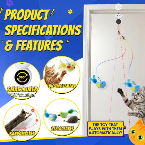 Automatic Laser Cat Toy with Interactive Flying Bird Feather (Natural White)