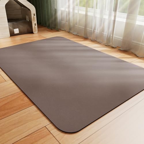 Dog Food Mat Absorbent Cat Mat for Food and Water (Brown / 19"L x 12"W)