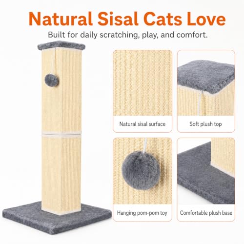 Cat Scratching Post for Indoor Cat (Grey)