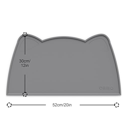 Cat Food Mat Silicone Pet Feeding Mat (20"L x 12"W / Dark Grey)
