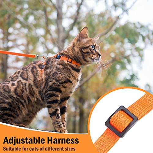 Adjustable Cat Harness and Leash Set Escape Proof Kitten Strap Collar for Walking Travel (Small / Orange)